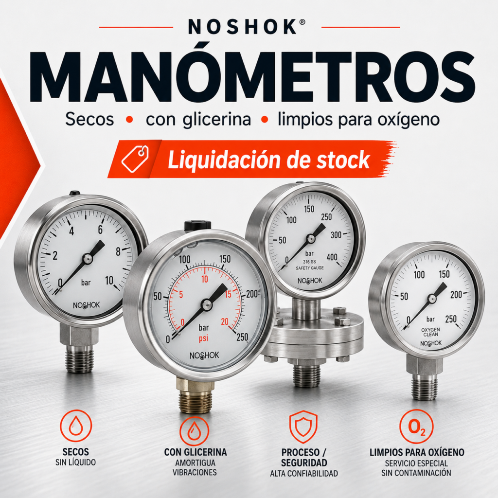 Manómetro de precisión NOSHOK Serie 800 · 6" · 0-600 psi · 1/4" NPT inferior · seco