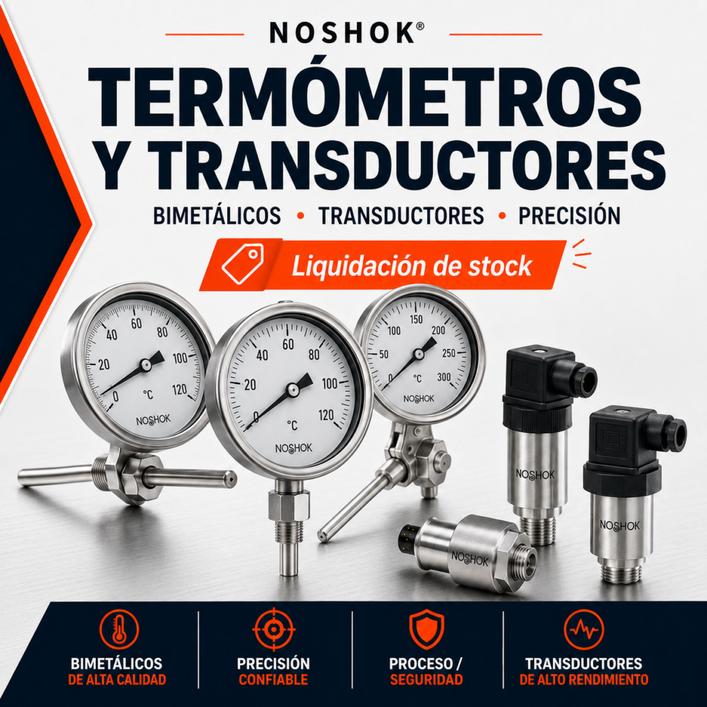 Transductor de presión NOSHOK Serie 200 · 0-500 psi · 1/4" NPT · 0-5 VDC