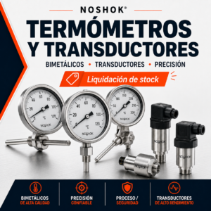 Termómetro bimetálico NOSHOK Serie 300 · 5″ · -70 a 70 °C · 1/2″ NPT, ángulo ajustable · vástago 4″