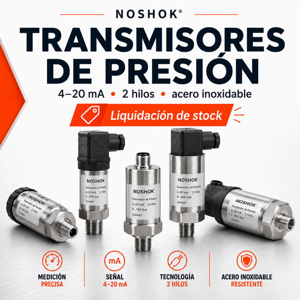 Transmisor de presión NOSHOK Serie 100 · 0-200 psi · 1/4" NPT · 4-20 mA, 2 hilos